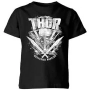 Image of Marvel Thor Ragnarok Thor Hammer Logo Kids T-Shirt - Black - 5-6 Years