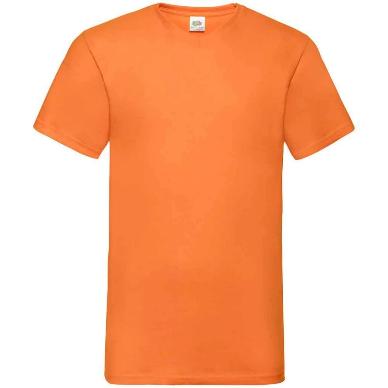 Image of Fruit Of The Loom Fruit of the Loom Men Value V Neck T-Shirt in Orange Size: Small Orange S Male 5063527305251