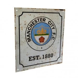 Image of Manchester City FC Retro Logo Sign