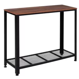 Image of Homcom 2 Tier Console Table Side Table With Mesh Shelf Entryway Hallway Furniture Rustic Brown And Black