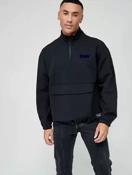 Image of Levis Graphic Logo 1/4 Zip Sweat Top - Black, Size L, Men