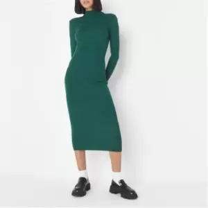 Image of Missguided Recycled Rib Roll Neck Knit Midi Dress - Green