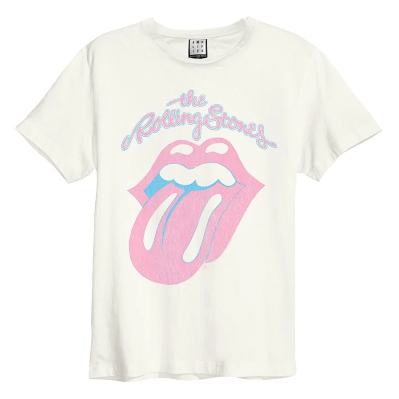 Image of Amplified Amplified Men The Rolling Stones Washed T-Shirt in White Size: Small White S Male 5063470956777