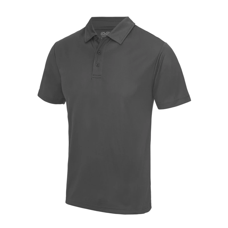 Image of AWDis AWDis Men Just Cool Plain Sports Polo Shirt in Charcoal Size: Small Charcoal S Male 5054171852215