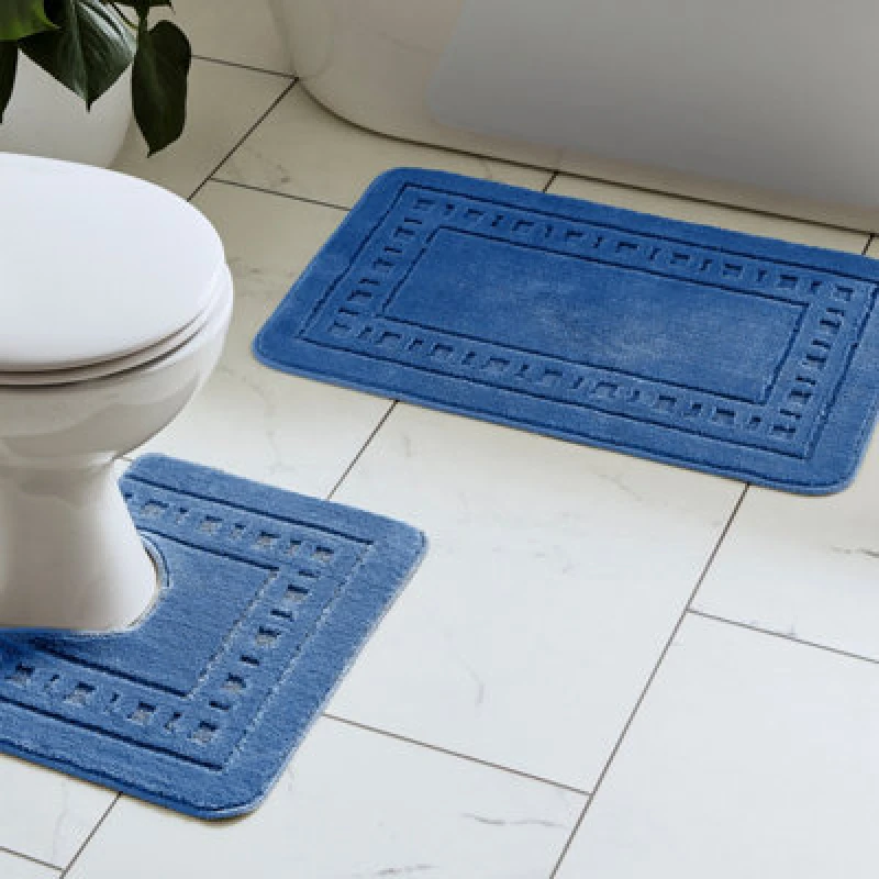 Image of Catherine Lansfield Armoni Navy Bath Mat and Pedestal Set Navy