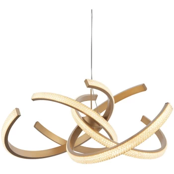 Image of Endon Collection Lighting - Endon Lorenzo Contemporary Designer Crystal LED Pendant Light Satin Gold, Warm White