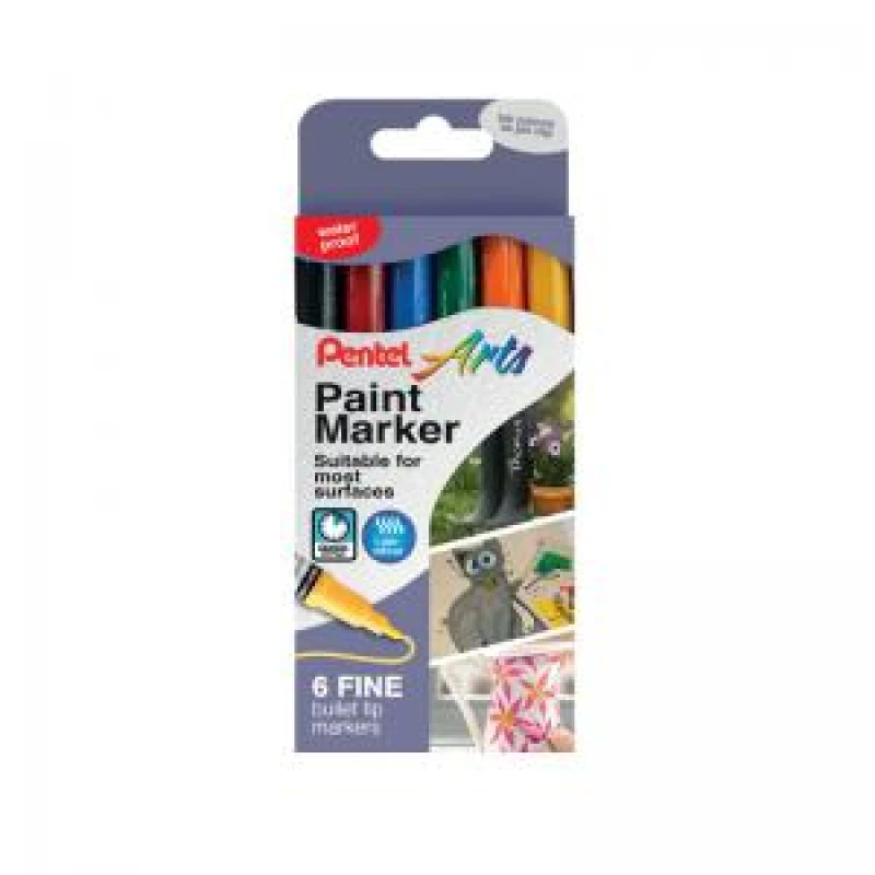 Image of Pentel Paint Marker Fine Bullet Tip Assorted (Pack of 6) YMSP10/6-M