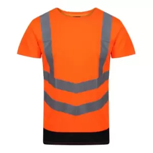 Image of Regatta Mens Pro High-Vis Short-Sleeved T-Shirt (M) (Orange/Navy)