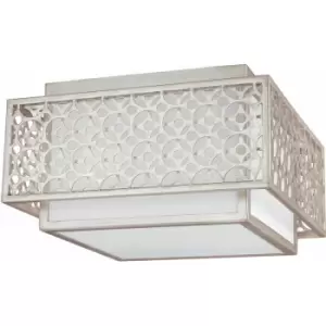 Image of Loops - 2 Bulb Flush Light Low Ceiling Sunrise Silver LED E27 60W Bulb