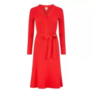 Image of Yumi Red Knitted Skater Dress - Red