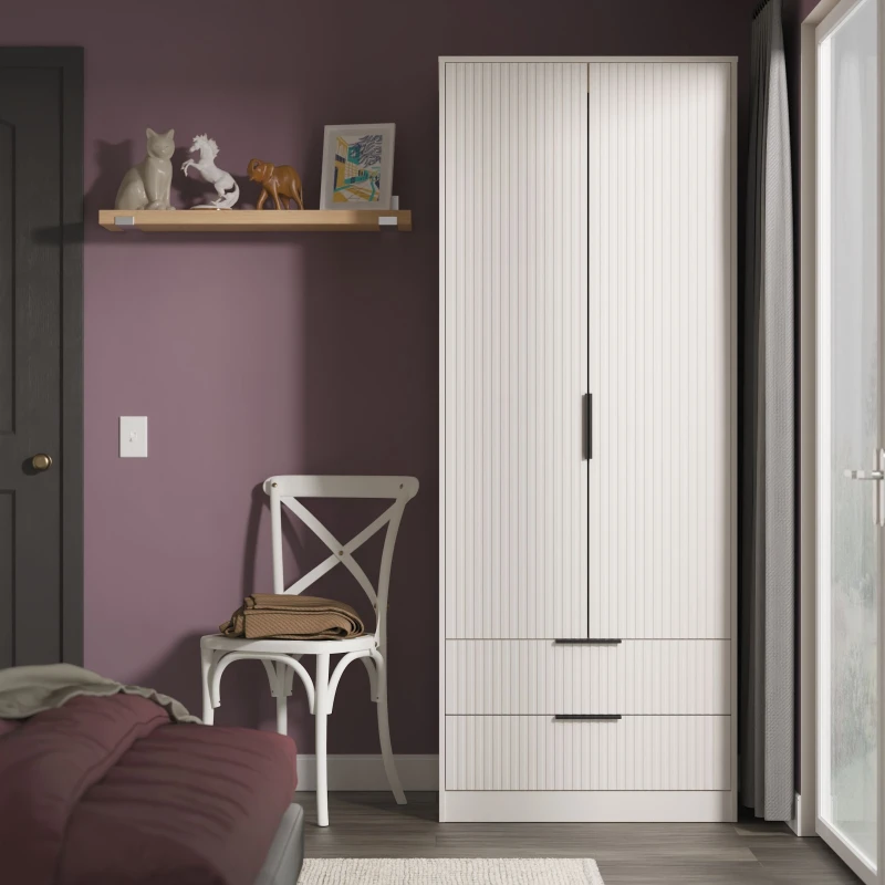 Image of Ready Assembled 2 U Menai 2 Door 2 Drawer Wardrobe (Ready Assembled) in Taupe Unisex