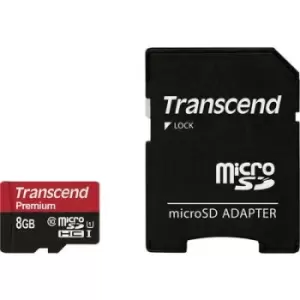 Image of Transcend Premium microSDHC card 8GB Class 10, UHS-I incl. SD adapter