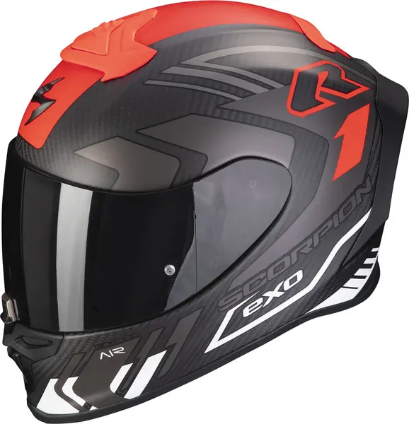 Image of Scorpion Exo-R1 Evo Carbon Air Supra Matt Black-Silver-White Full Face Helmet M