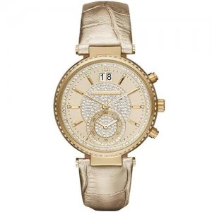 Image of Michael Kors Ladies Sawyer Gold Plated Watch - MK2444
