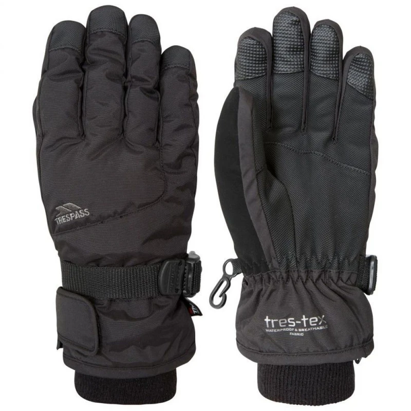 Image of Trespass Ergon II Ski Gloves in Black Size: 11-12 Years Black Unisex 11-12 Years