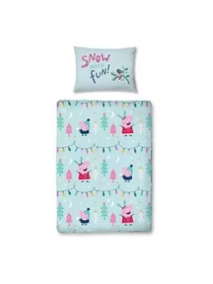 Image of Peppa Pig Let It Snow Christmas Toddler Duvet Cover Set