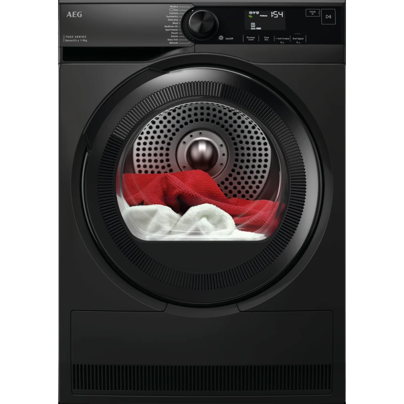 Image of AEG 7000 Series SensiDry® 9KG Heat Pump Tumble Dryer - A+++ Rated Quiet - Black TR749GU4B Black