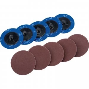 Image of Draper 50mm Diameter Aluminium Oxide Sanding Disc 50mm 240g Pack of 10