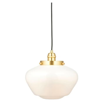 Image of Merano Lighting - Merano Finale Pendant Ceiling Light Brass Plate & Opal Glass