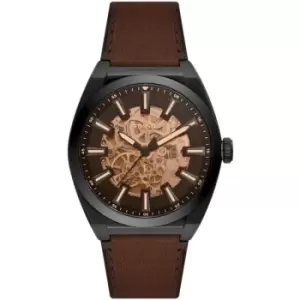 Image of Fossil Everett Automatic Dark Brown Eco Leather Watch