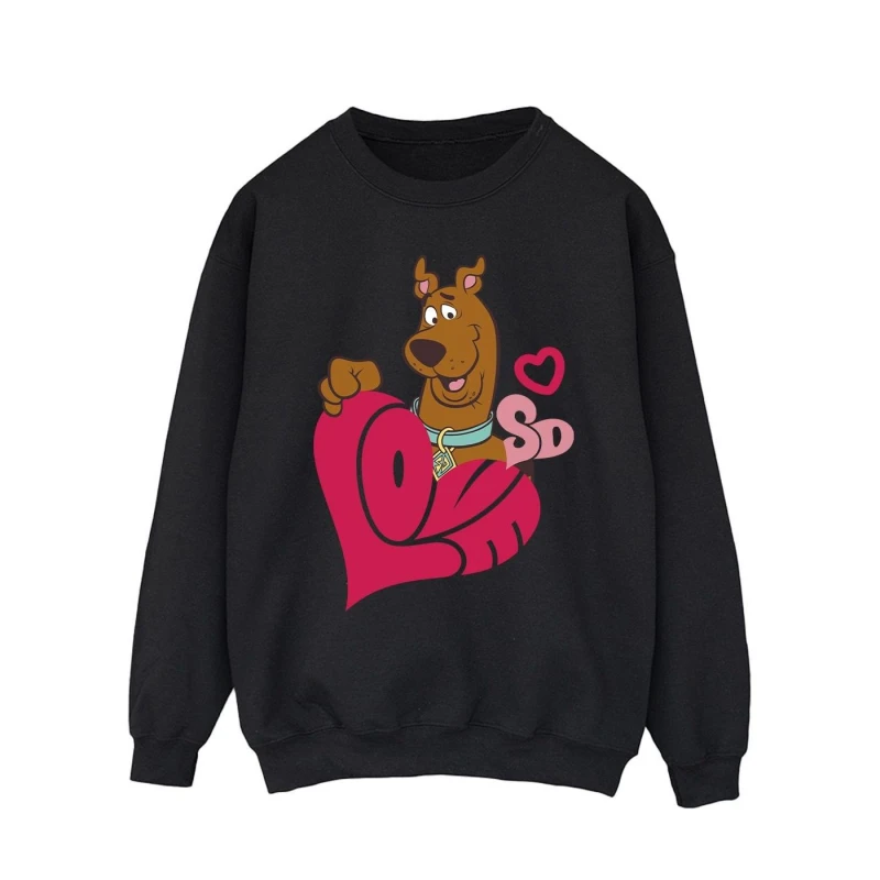 Image of Scooby Doo Scooby Doo Men Love Heart Sweatshirt in Black Size: Small Black S Male 5063376336116