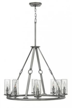Image of 8 Light Multi Arm Chandelier Antique Nickel Finish, E14