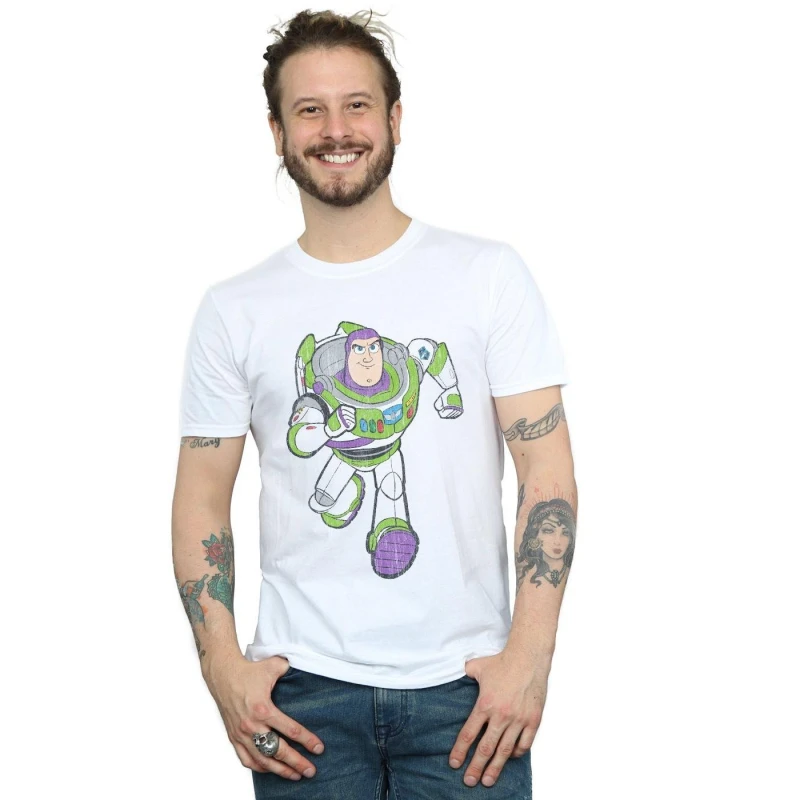 Image of Disney Men Toy Story 4 Classic Buzz Lightyear T-Shirt in White Size: Small White S Male 5059308513342