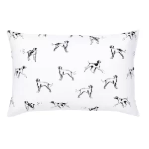 Image of Joules Sketchy Dog 100% Brushed Cotton Housewife Pillowcase Pair Antique Gold