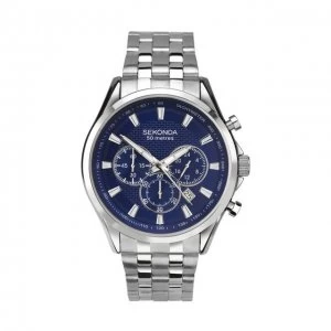 Image of Sekonda Blue And Silver Chronograph Watch - 1393