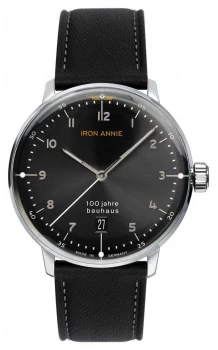 Image of Iron Annie Bauhaus Black Dial Black Leather Strap 5046-2 Watch