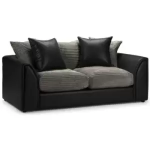 Image of Sturridge Modern Chenille & Faux Leather Fabric Armchair - Charcoal - Charcoal