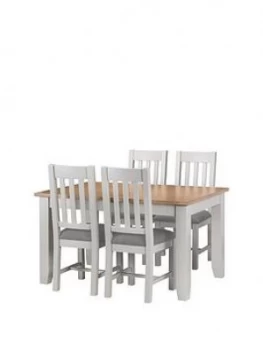 Image of Julian Bowen Richmond 140 - 180 Cm Extending Solid Wood And Veneer Dining Table + 4 Chairs