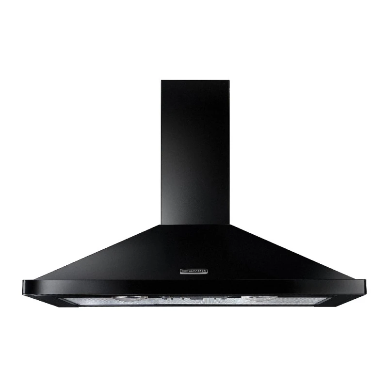 Image of Rangemaster RHDC90BL/C 90cm Chimney Hood With Chrome Badge - BLACK RHDC90BL/C