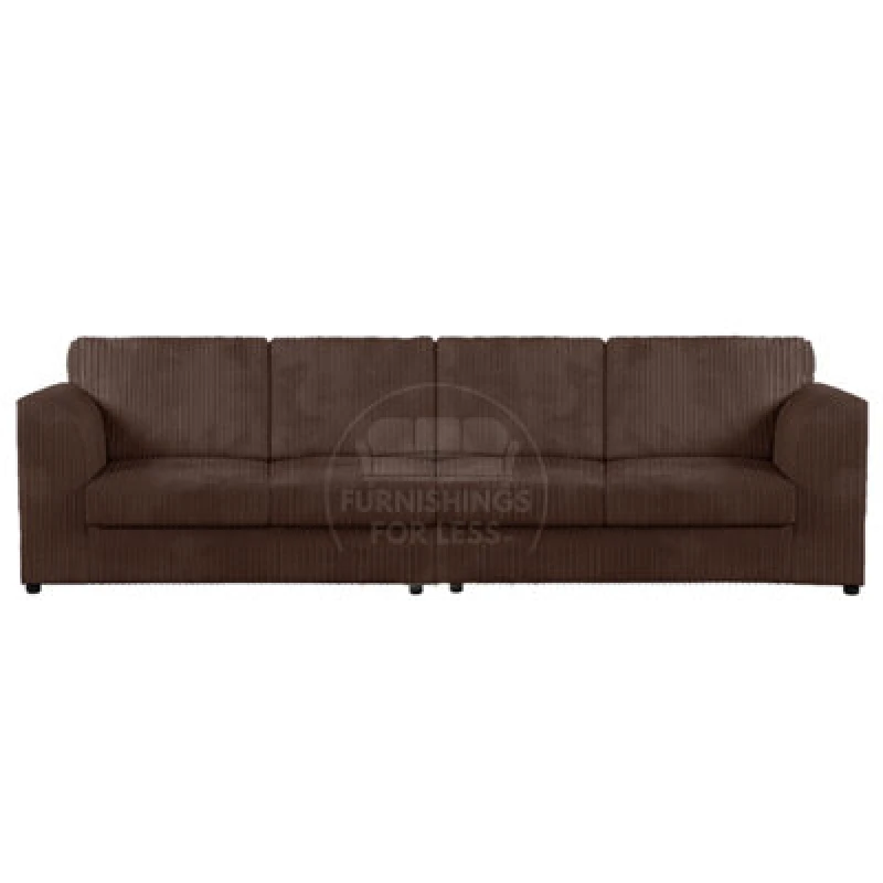 Image of Furnishings For Less UK Luxor Long Fabric Jumbo Cord 4 Seater Sofa - Full Back Chocolate