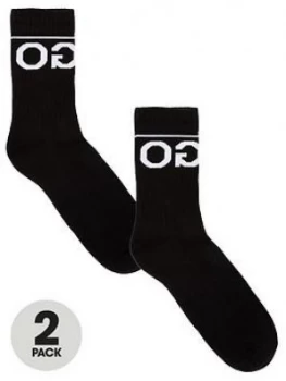 Image of Hugo Boss 2 Pack Logo Sports Socks Black Size 43-46