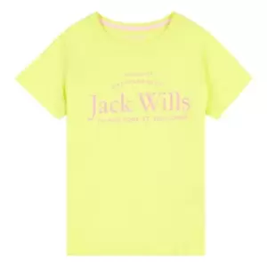 Image of Jack Wills Kids Girls Forstal Logo Script T-Shirt - Green