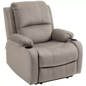 Image of HOMCOM Microfibre Recliner Armchair, with Adjustable Leg Rest, Cup Holder, for Home Living Room, Brown