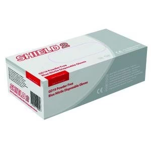 Image of Shield Powder-Free Blue Nitrile Medium Gloves Pack of 100 GD19