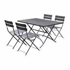 Image of Charles Bentley 4 Seater Folding Metal Rectangular Dining Set Dark Grey Metal, Powder Coated Finish