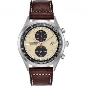 Image of Mens Citizen Eco-drive Vintage Chronograph Chronograph Stainless Steel Watch