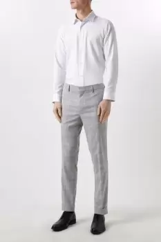 Image of Slim Fit Grey Textured Check Suit Trousers
