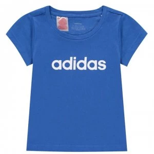 Image of adidas Girls Essentials Linear T-Shirt - Blue/White