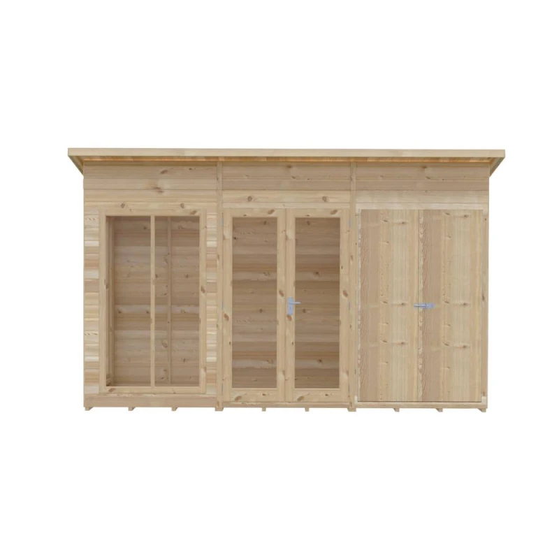 Image of Shire Lela 12ft x 4ft Summerhouse with Storage Shed LELS1204DSL-1AA
