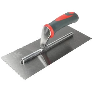 Image of Faithfull Notched Trowel V 3mm Soft Grip Handle - 11 x 4.1/2"