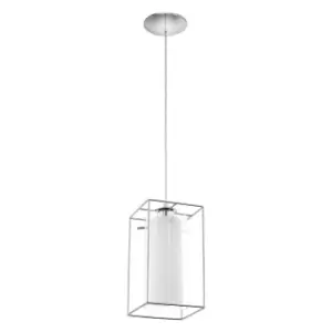 Image of Pendant Light Chrome Plated Shade Clear White Glass Satin Glass Bulb E27 1x60W