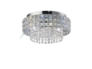 Image of Edison Flush Ceiling Round 4 Light Polished Chrome, Crystal