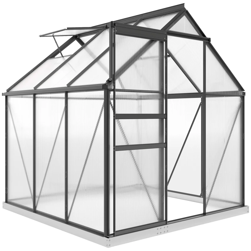 Image of Outsunny Polycarbonate Walk-in Garden Greenhouse w/ Sliding Door TJ Hughes 5063603019249
