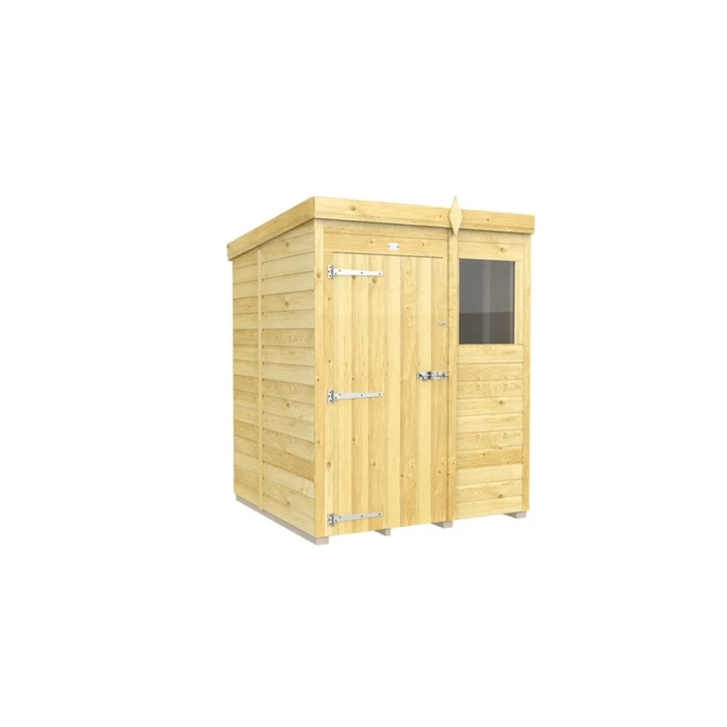 Image of Buttercup Farm 5 x 5 Feet Pent Shed - Single Door W/ Windows - L147 x W158 x H201cm in Brown Brown Unisex