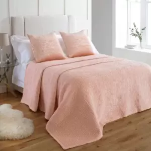 Image of Paoletti Brooklands Velvet Super King Bedspread Viscose Cotton Blush
