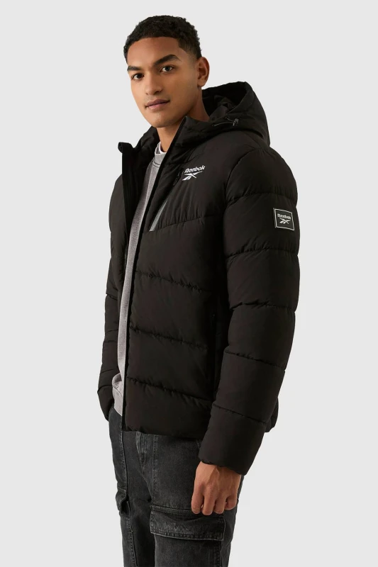 Image of Reebok Men Stretch Puffer Jacket in Black Size: X-Large Black XL Male 5063347795928